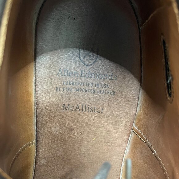 Allen Edmonds McAllister Wingtip Oxford Dress Shoe Men's 12D Dark Chili Leather - Picture 11 of 13